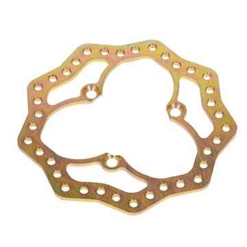 Diversified Machine Brake Rotor - Front - Drilled / Scalloped - 10.25 in OD - 0.29 in Thick - 3 x 5 in Bolt Pattern - Steel - Gold Zinc - Each - SRC-2704