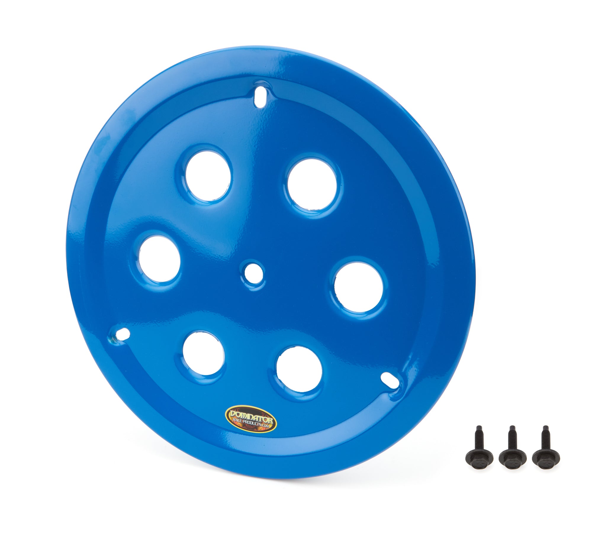 Dominator Race Body Mud Cover - Bolt-On - Vented Center Hole - Aluminum - Blue Anodized - 15 in Wheels - Each - DOM-1032-B-BL