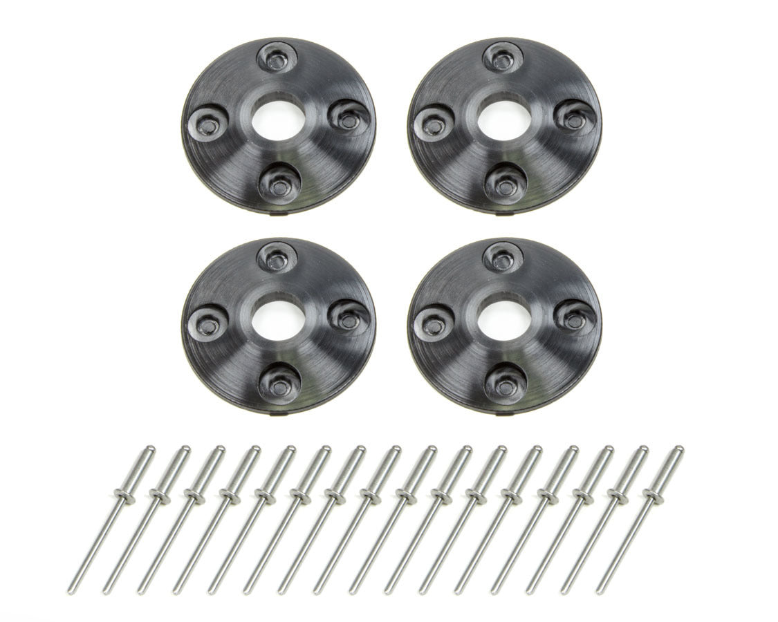 Dominator Race Body Scuff Plate - 1.5 in OD - 0.5 in ID - Plastic - Black - Set Of 4 - DOM-1202-BK