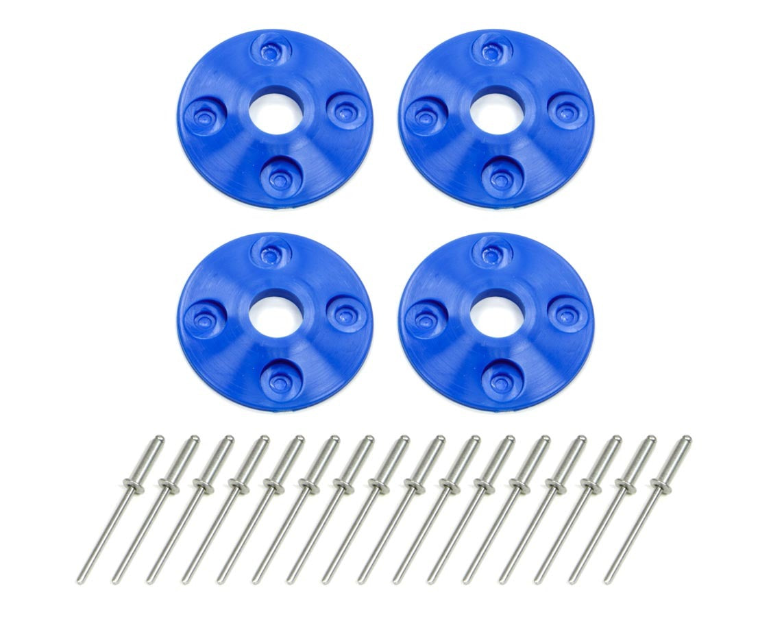 Dominator Race Body Scuff Plate - 1.5 in OD - 0.5 in ID - Plastic - Blue - Set Of 4 - DOM-1202-BL