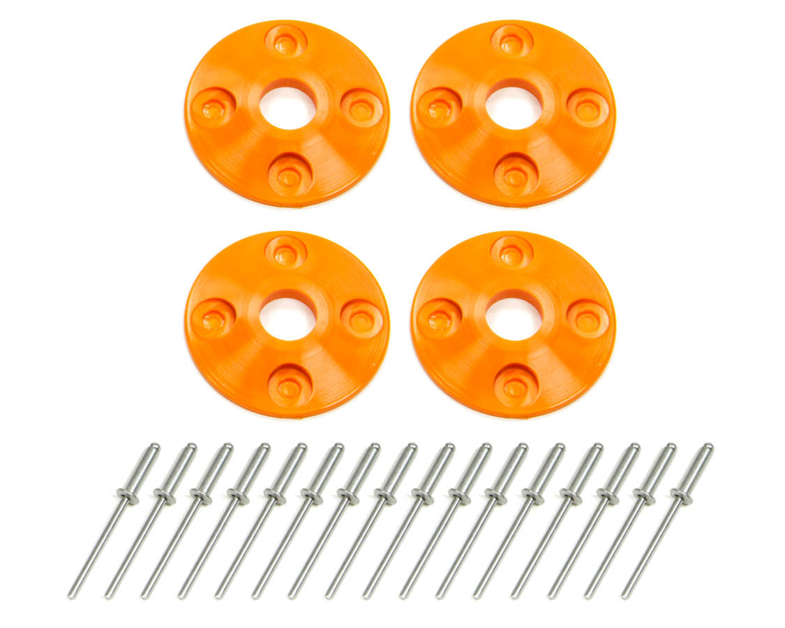 Dominator Race Body Scuff Plate - 1.5 in OD - 0.5 in ID - Plastic - Orange - Set Of 4 - DOM-1202-OR