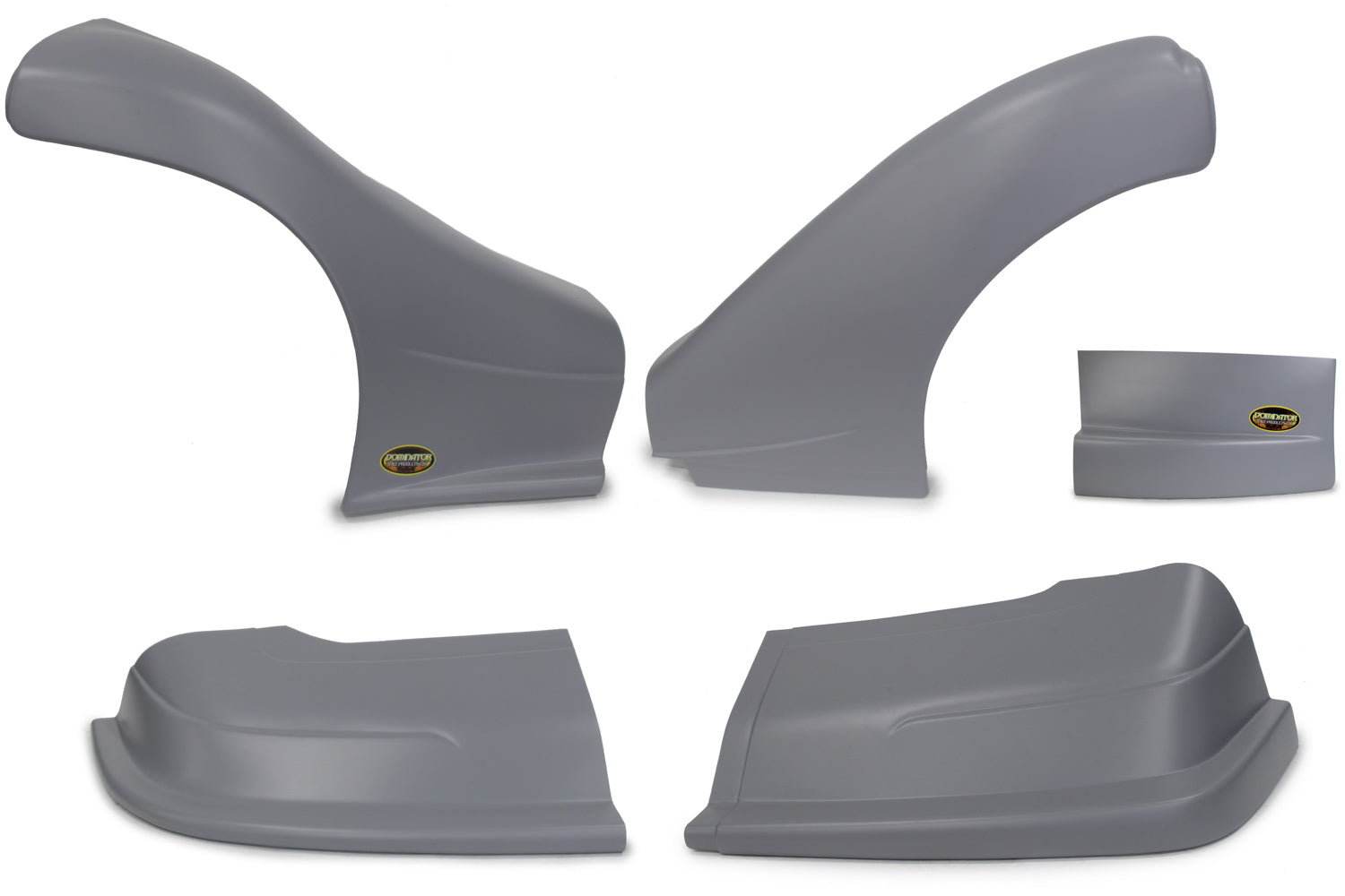 Dominator Race Body Nose - Dominator - Complete - Fenders Included - Plastic - Gray - Dirt Late Model - Kit - DOM-2300-GRY