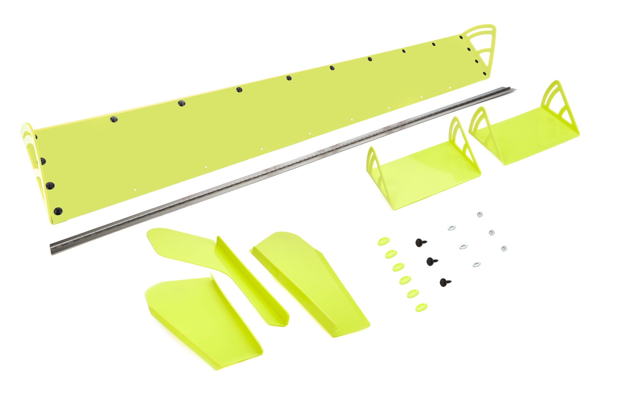 Dominator Race Body Spoiler - 72 x 8 in - Adjustable - 2-Piece - Plastic - Fluorescent Yellow - Dirt Late Model - Kit - 920-FLO-YE