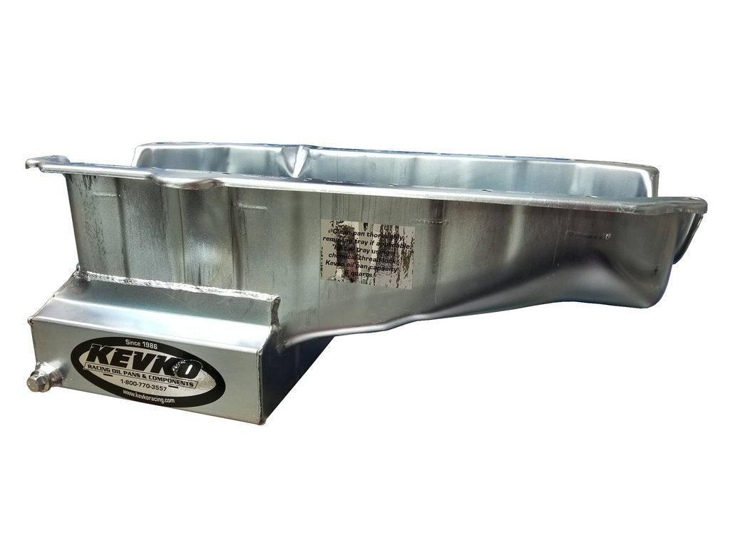 Kevko Racing Oil Pans and Components 1070RH SBC Oil Pan 6qt Street Strip RH Dipstick 80-85