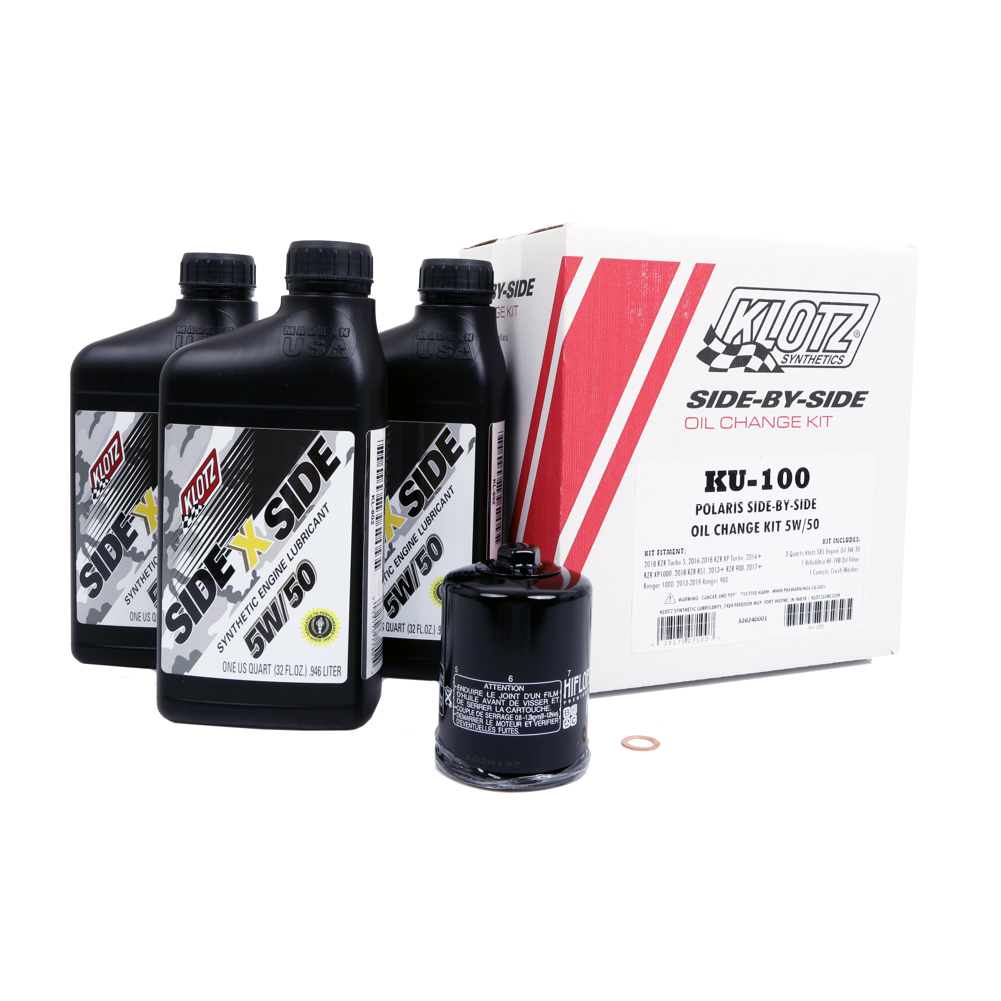 Klotz Oil Polaris Oil Change Kit (HF-198) 5W50 KU-100