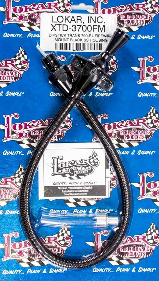Lokar Black Trans Dipstick GM 700R4 Firewall Mount Automatic Transmission Dipsticks