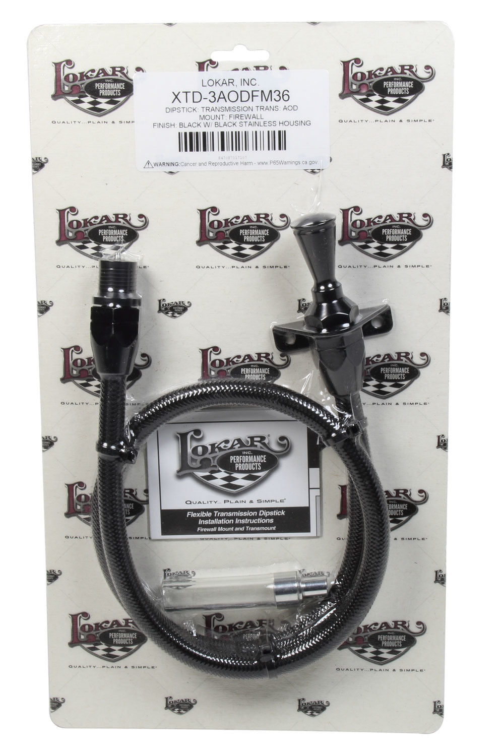 Lokar Dipstick Trans Aod Firew All Mount Black SS Housi Automatic Transmission Dipsticks