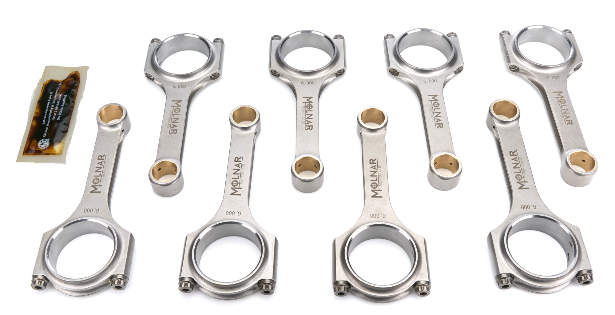 Molnar Technologies Connecting Rod - Lightweight - H - Beam - 6.000 in Long - 3/8 in Cap Screws - Billet Steel - Small Block Chevy - se CH6000NLB-L8-A
