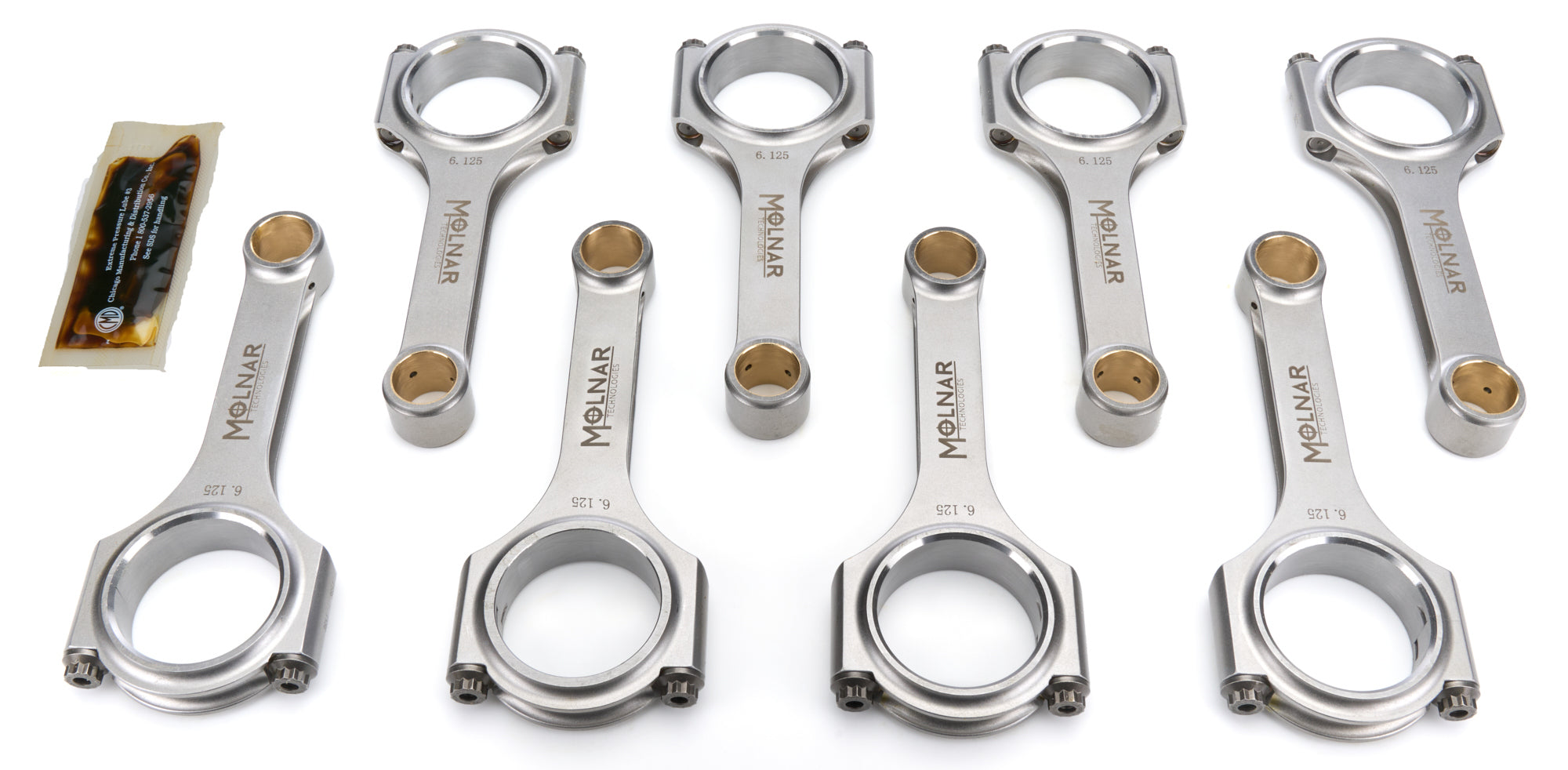 Molnar Technologies Connecting Rod - PWR ADR - H - Beam - 6.125 in Long - 7/16 in Cap Screws - Billet Steel - GM LS - Series - set of CH6125NLB-LST8-A