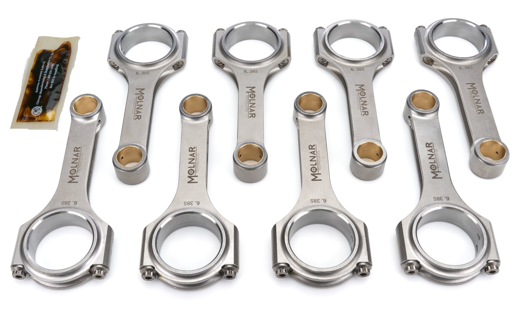Molnar Technologies Connecting Rod - PWR ADR - H - Beam - 6.385 in Long - 7/16 in Cap Screws - Billet Steel - Big Block Chevy - set of CH6385VTB-T8-A