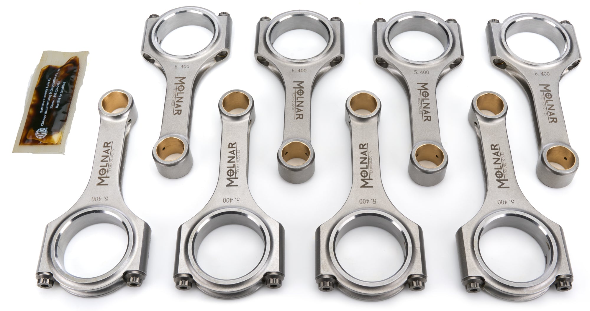Molnar Technologies Connecting Rod - PWR ADR - H Beam - 5.400 in Long - 7/16 in Cap Screws - ARP2000 Bolt - Billet Steel - Small Block FH5400NLB-T8-A