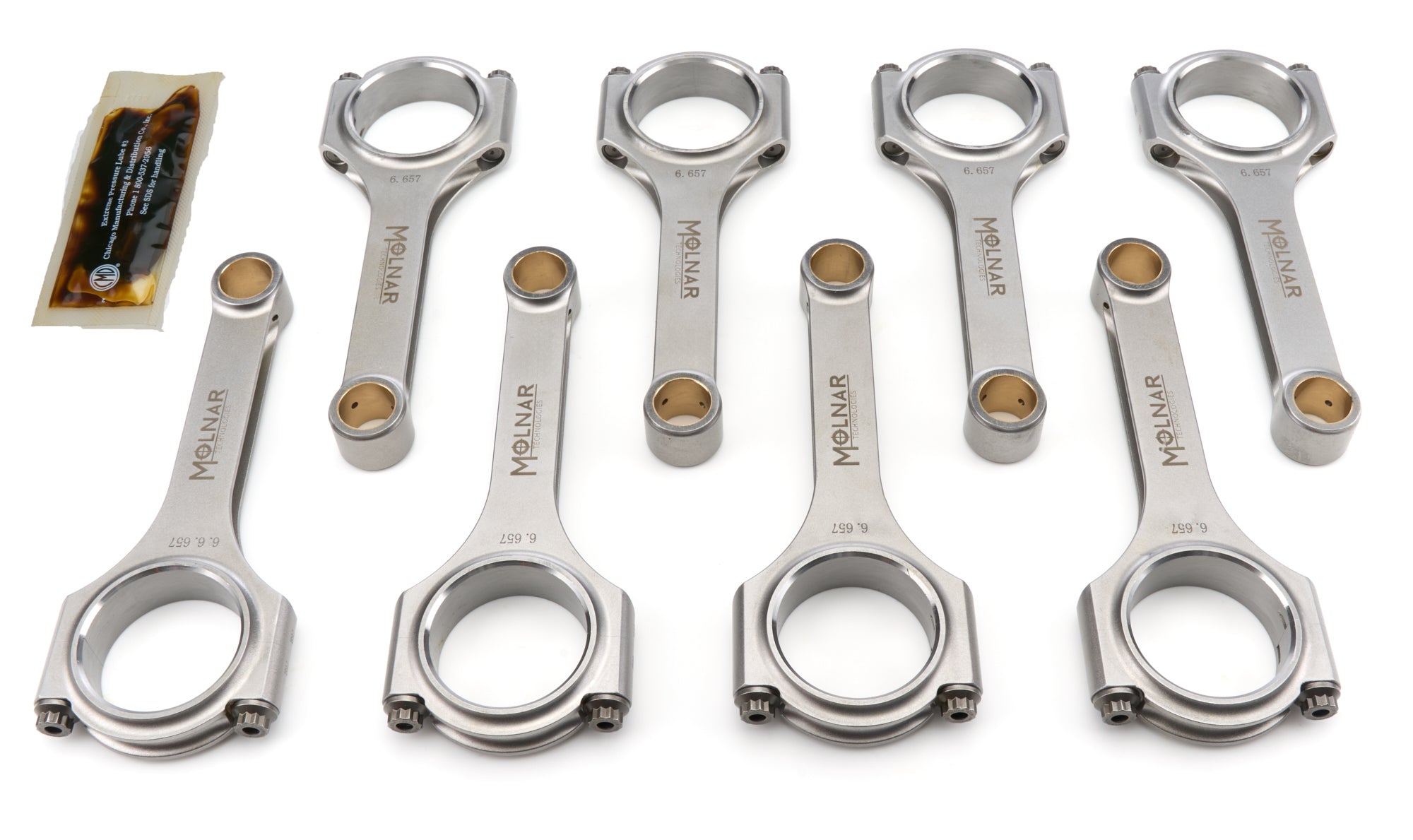 Molnar Technologies Connecting Rod - PWR ADR - H Beam - 6.657 in Long - 7/16 in Cap Screws - ARP2000 Bolt - Billet Steel - Ford Modular FH6657RFB-T8-A
