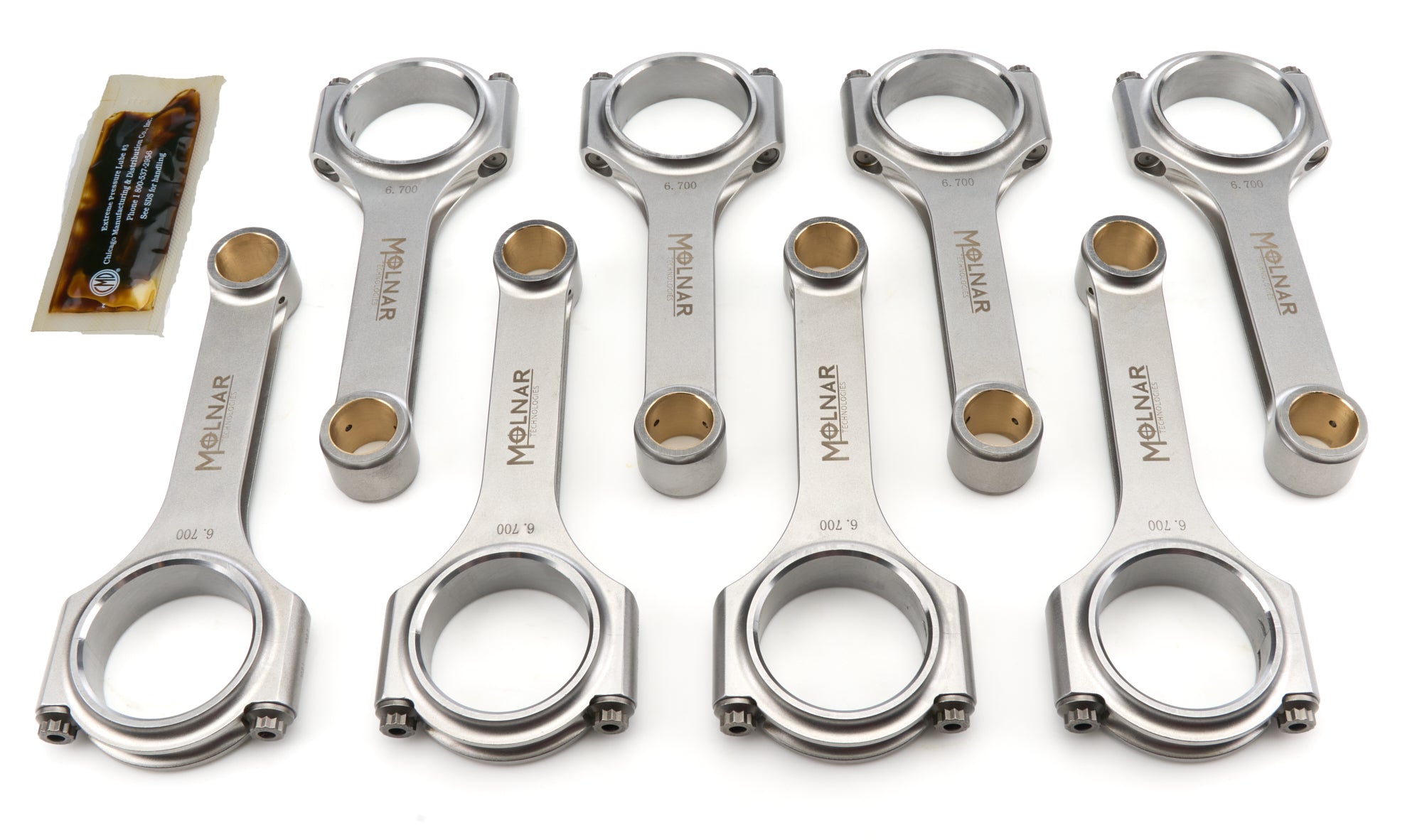 Molnar Technologies Connecting Rod - H Beam - 6.700 in Long - 7/16 in Cap Screws - ARP2000 Bolt - Billet Steel - Ford FE - Series - se FH6700VTB-FE8-A