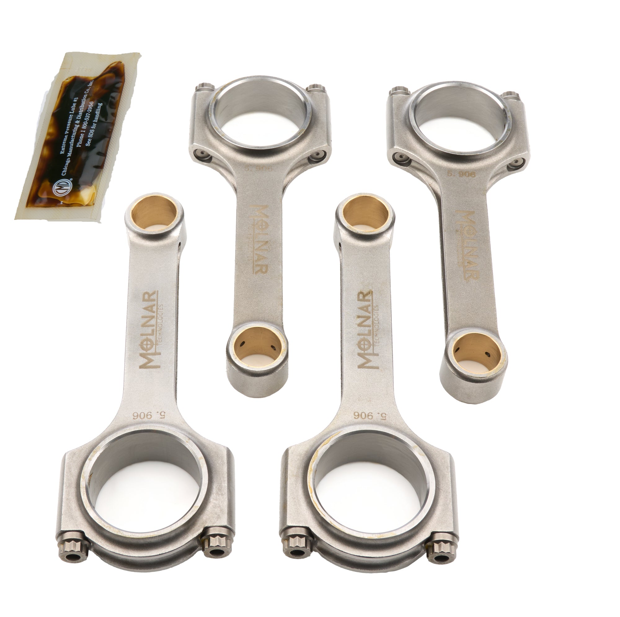 Molnar Technologies Connecting Rod - H - Beam - 5.906 in Long - Bushed - 3/8 in Cap Screws - Billet Steel - Mitsubishi 4G63 - set of 4 MH5906CFB4-A