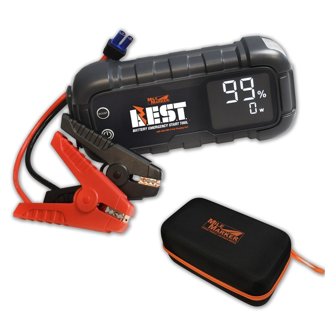 Mile Marker Portable Battery - B.E.S.T. - 1500 Amps - 12V - USB Ports - Clamp - on Cables Included - 280 Lumens Light - each 32001