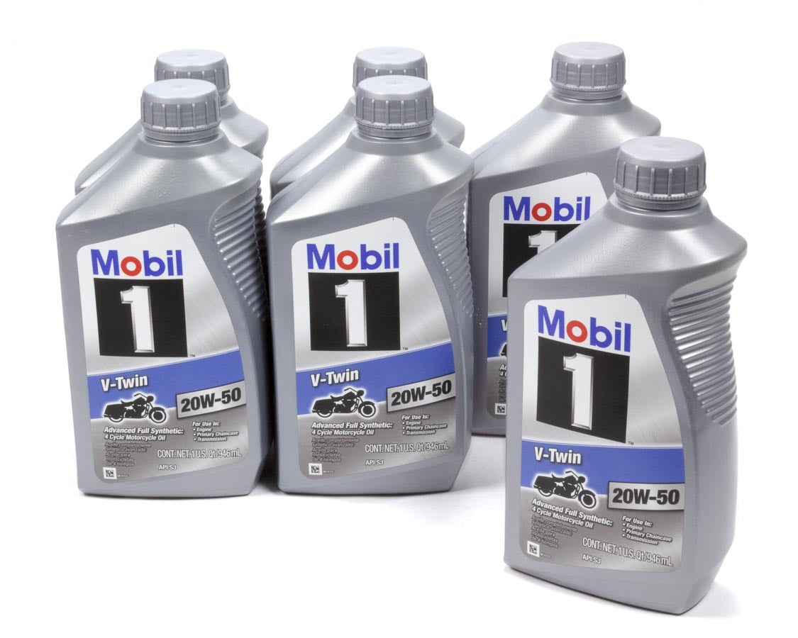 Mobil 1 Motor Oil - V - Twin - 20W50 - Synthetic - 1 Qt Bottle - V - Twin Motorcycles - set of 6 112630