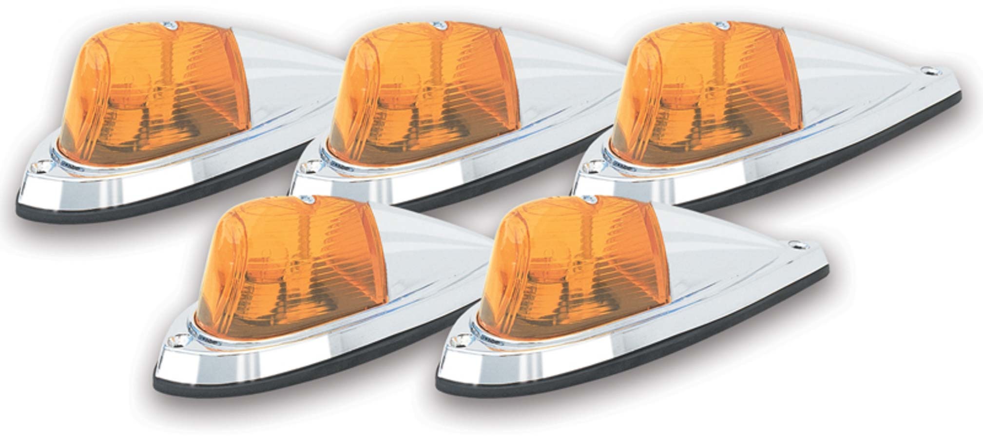 Pacer Performance Hi-Five Cab Roof Lights Amber Deluxe Chrome, Part Number 20-105