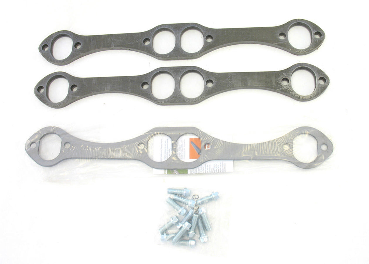 Patriot Exhaust H7863 Header Flange Kit for Small Block Chevy, 3/8-Inch Thick, Oval Port, Pair