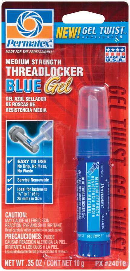 Permatex 24010 Blue Threadlocker Gel, Medium Strength, 10 g Tube