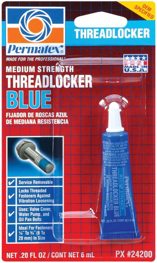 Permatex 24200 Blue Medium-Strength Threadlocker, 6 mL Tube