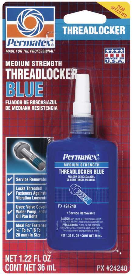 Permatex 24240 Blue Medium-Strength Threadlocker, 36 mL Bottle