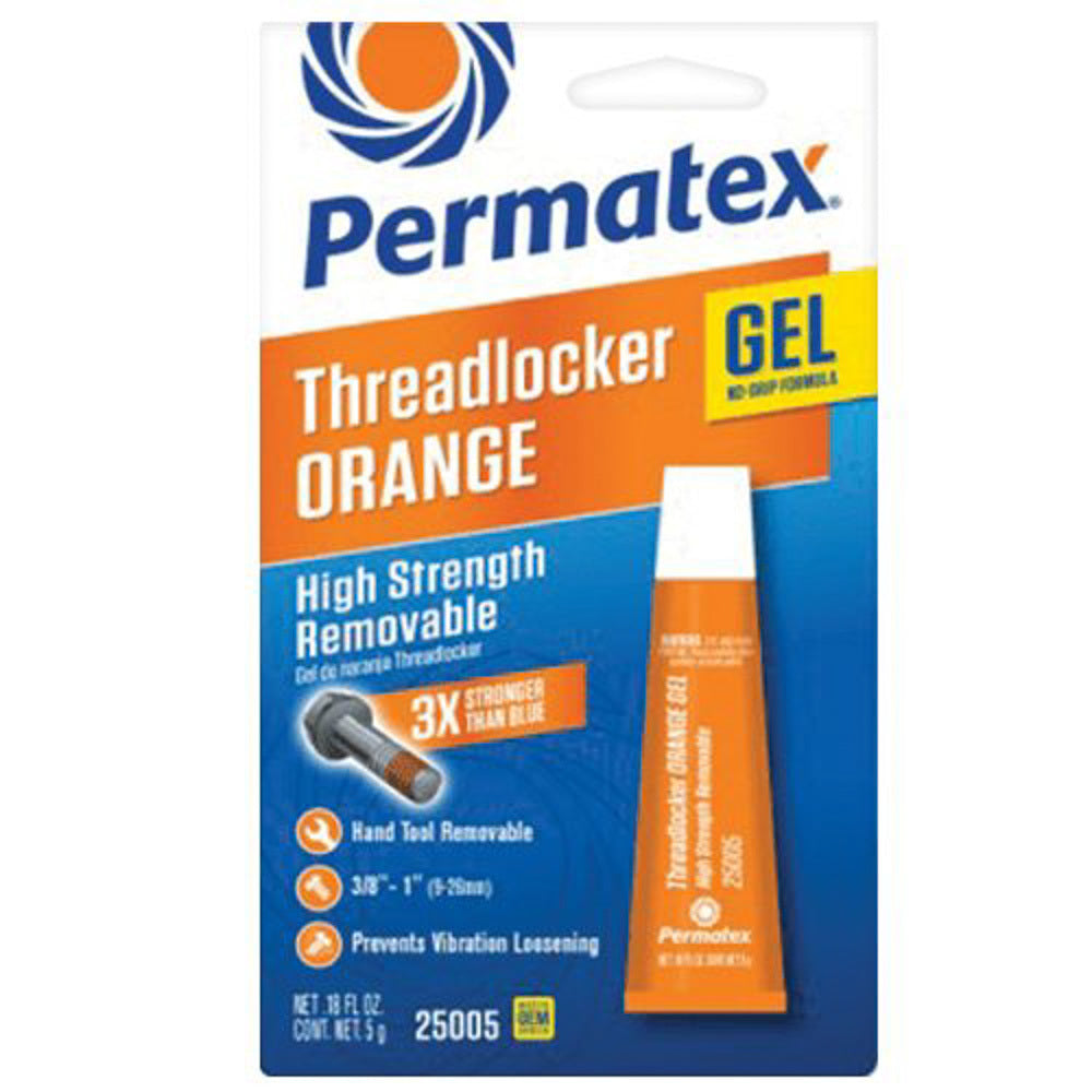Permatex 25005 Threadlocker Orange Gel, High Strength, 5 g Tube