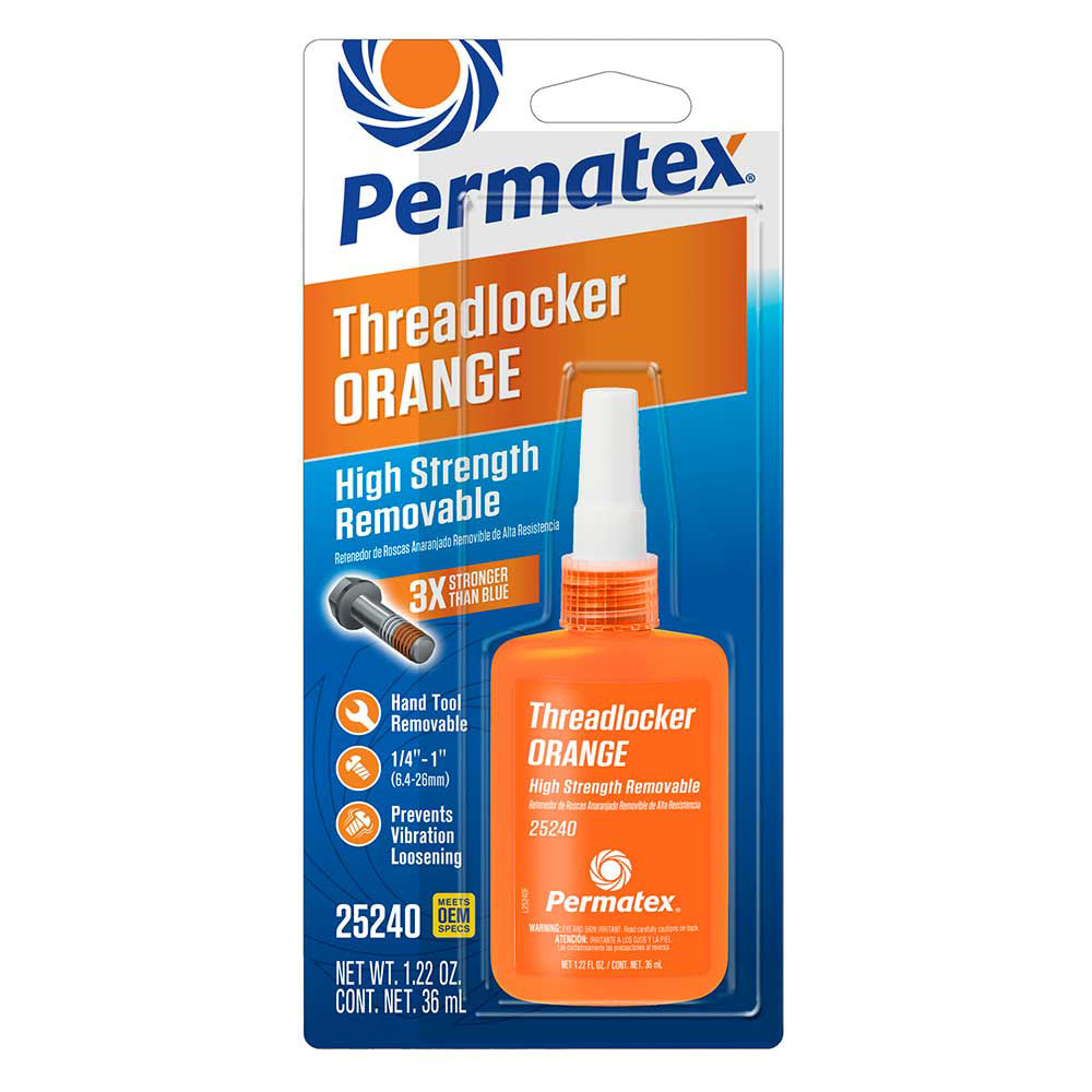 Permatex 25240 High-Strength Orange Threadlocker, 1.18 fl oz Bottle