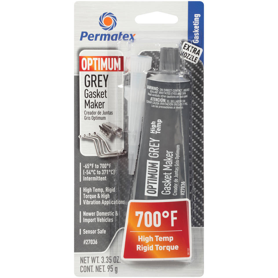 Permatex Sealant - Optimum Gray RTV Silicone - Silicone - 3.35 oz Tube - 2 Nozzles 27036
