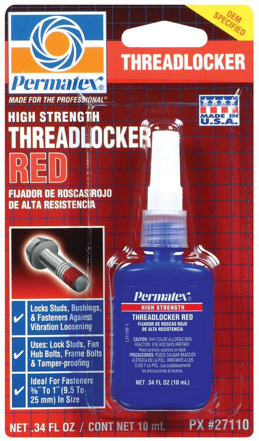 Permatex 27110 Red High-Strength Threadlocker, 10 mL Bottle