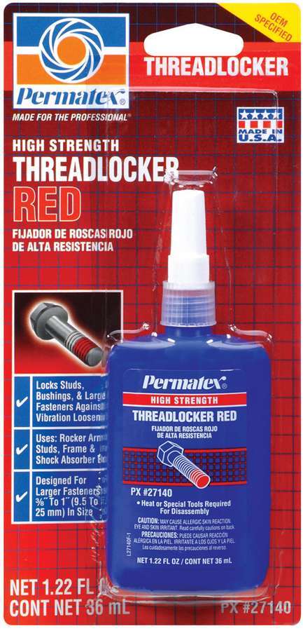 Permatex 27140 Red High-Strength Threadlocker, 36 mL Bottle