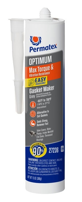 Permatex Optimum Grey RTV Silicone Sealant 12 oz Cartridge, Part Number 27236