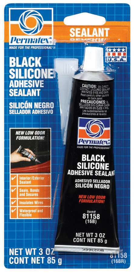 Permatex 81158 Black Silicone Adhesive Sealant, 3 oz Tube