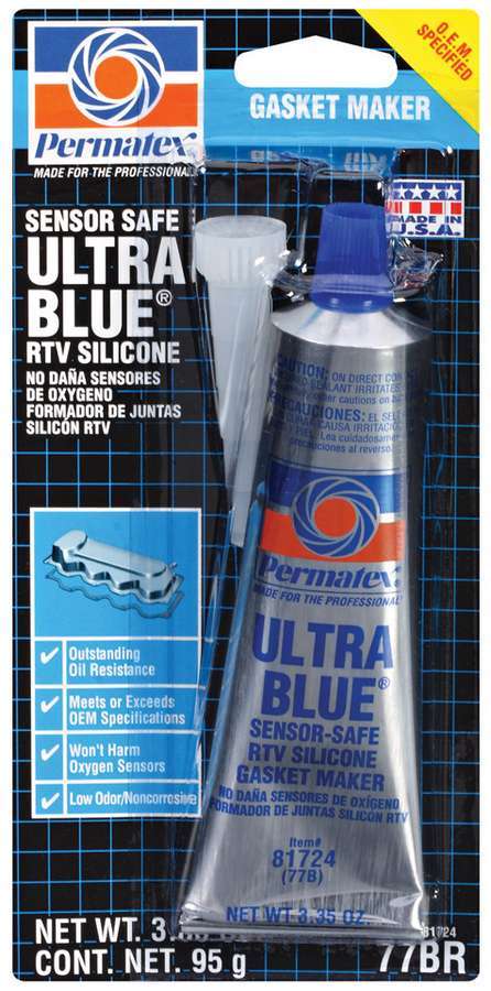 Permatex Ultra Blue Sensor-Safe Silicone Gasket Maker, 3 oz Tube, Part Number 81724