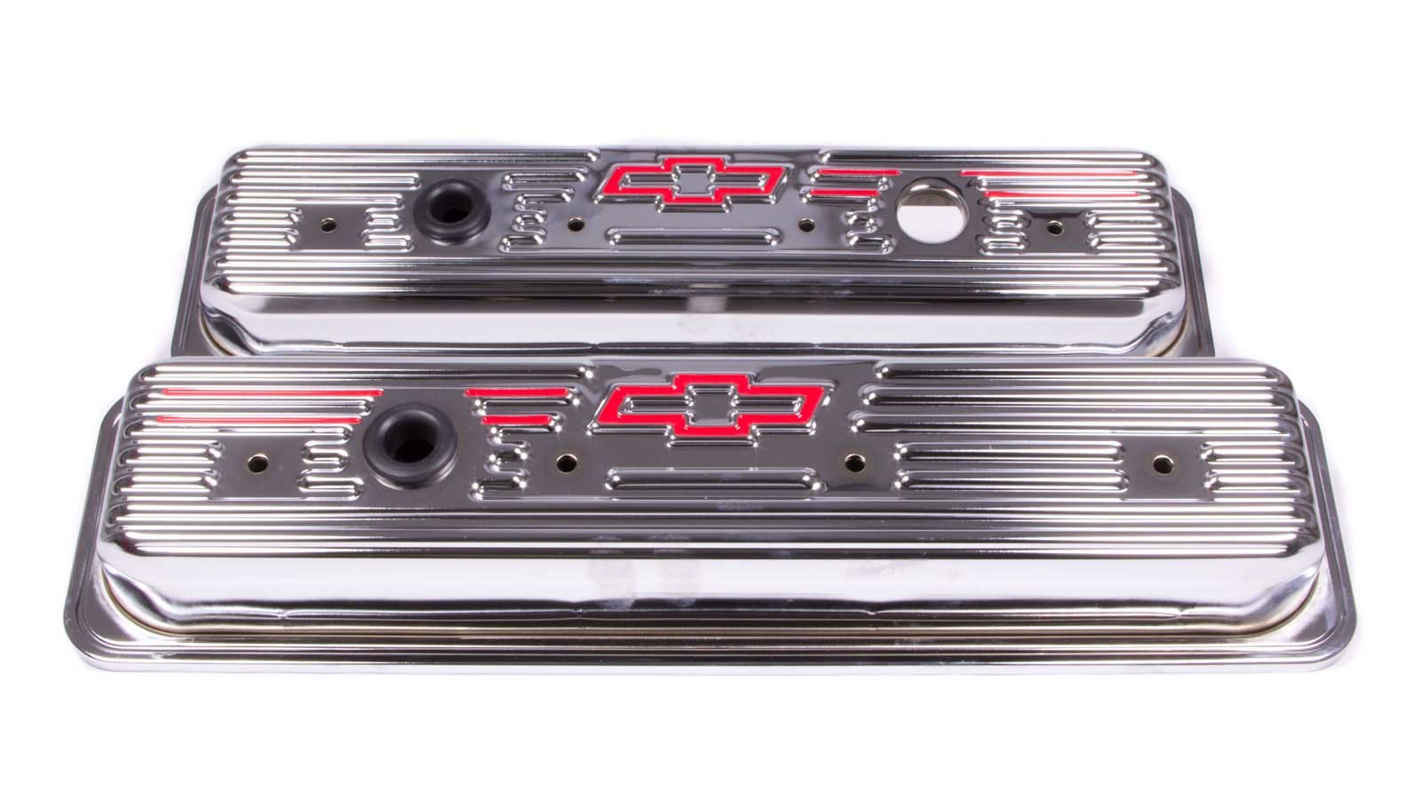 PROFORM 141-107 Chrome Short Ribbed Valve Covers with Baffles for Small Block Chevy