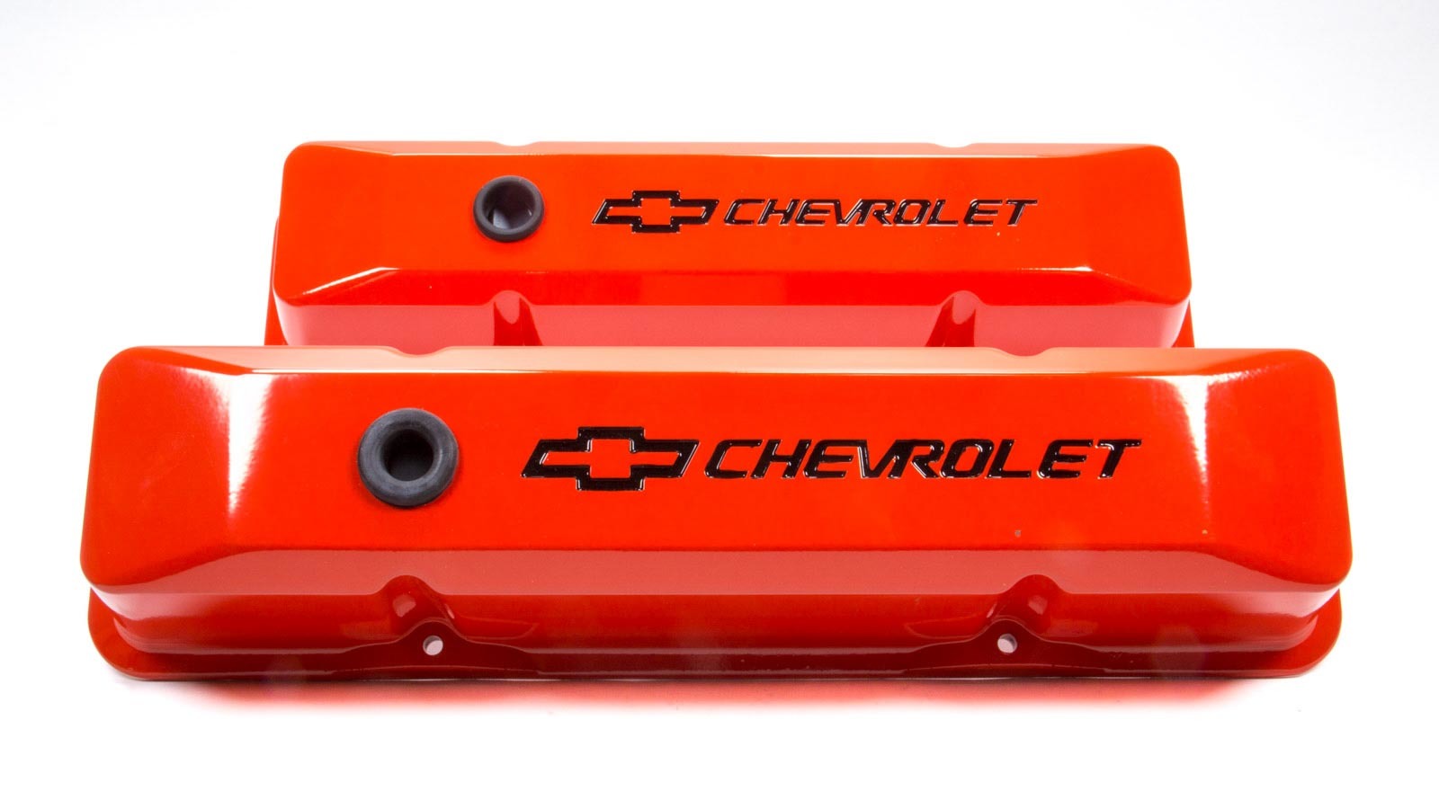 PROFORM 141-118 Orange Die-Cast Valve Covers for Small Block Chevy, Tall Baffled Pair