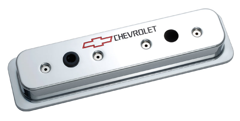 PROFORM 141-132 Chrome Die-Cast Valve Covers for Small Block Chevy, Tall Baffled Center Bolt