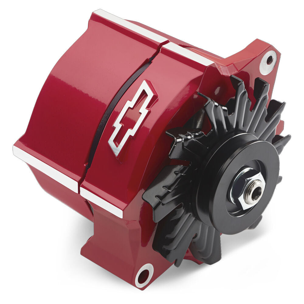 PROFORM 141-150 Red Slant-Edge Alternator with Raised Chevy Bowtie Emblem, 100 Amp, 12V