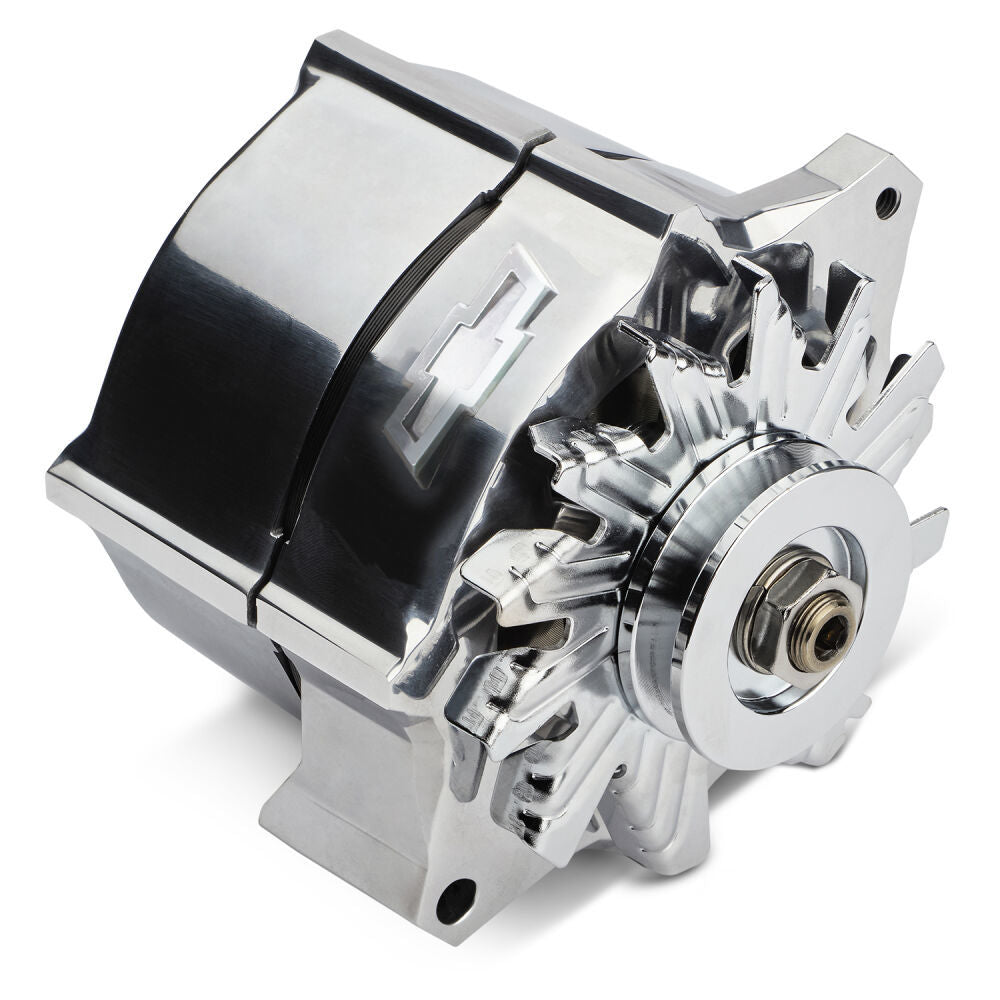 PROFORM 141-151 Polished Slant-Edge Alternator with Raised Chevy Bowtie Emblem
