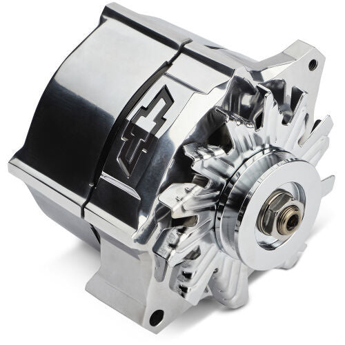 PROFORM 141-156 Recessed Red Bowtie Emblem Polished Alternator, 100 Amp, 12V