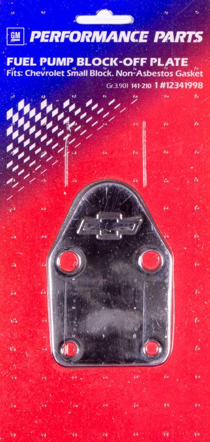PROFORM 141-210 SBC Bowtie Fuel Pump Block-Off Plate, Chrome Steel