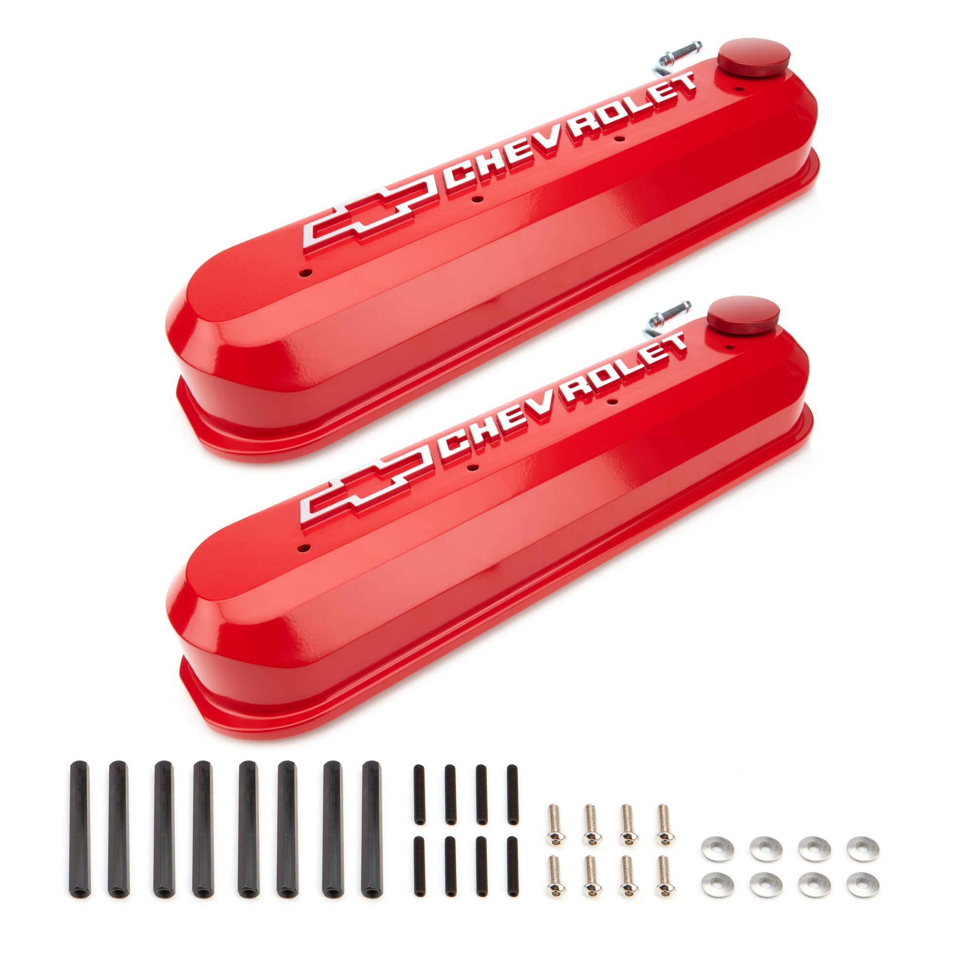 PROFORM 141-267 Tall Slant-Edge Baffled Valve Covers for GM LS-Series Engines, Red Aluminum