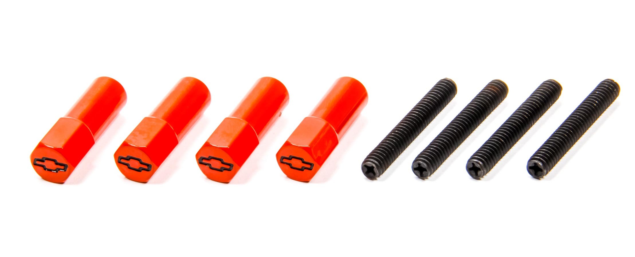 PROFORM 141-601 Valve Cover Mini Nuts with Chevy Bowtie Logo, Orange Steel, Set of 4