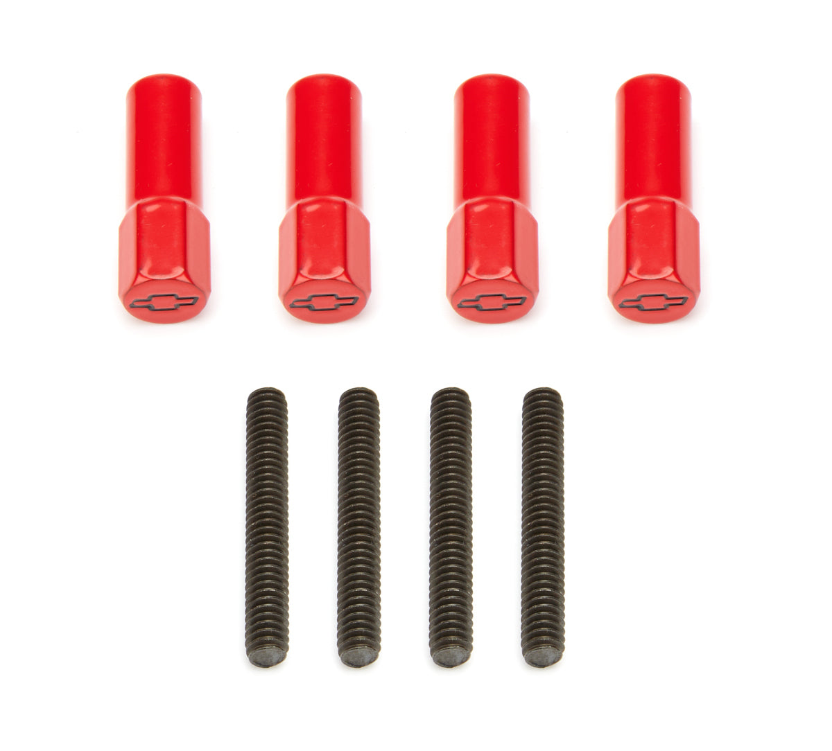 PROFORM 141-602 Mini Valve Cover Fastener Nuts with Red Chevy Bowtie Logo, 1/4-20 in Thread, Set of 4