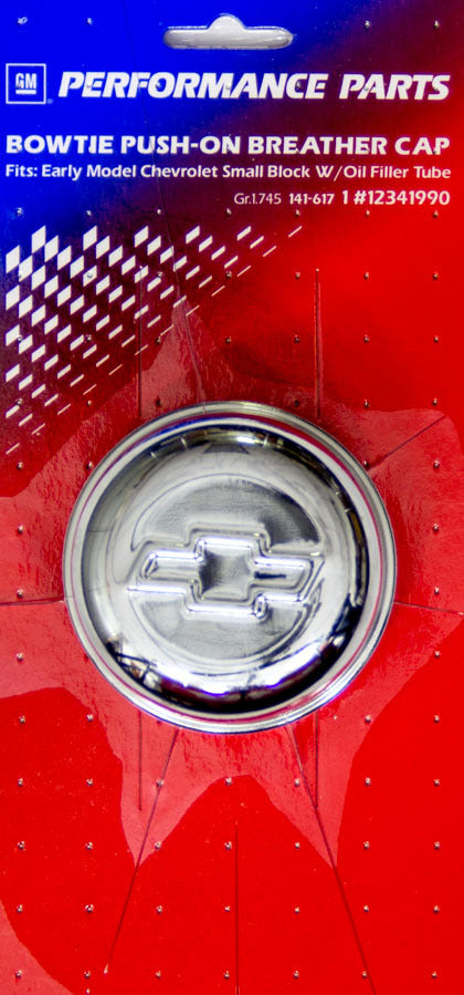 PROFORM 141-617 Chrome Push-In Valve Cover Breather with Chevy Bowtie Logo