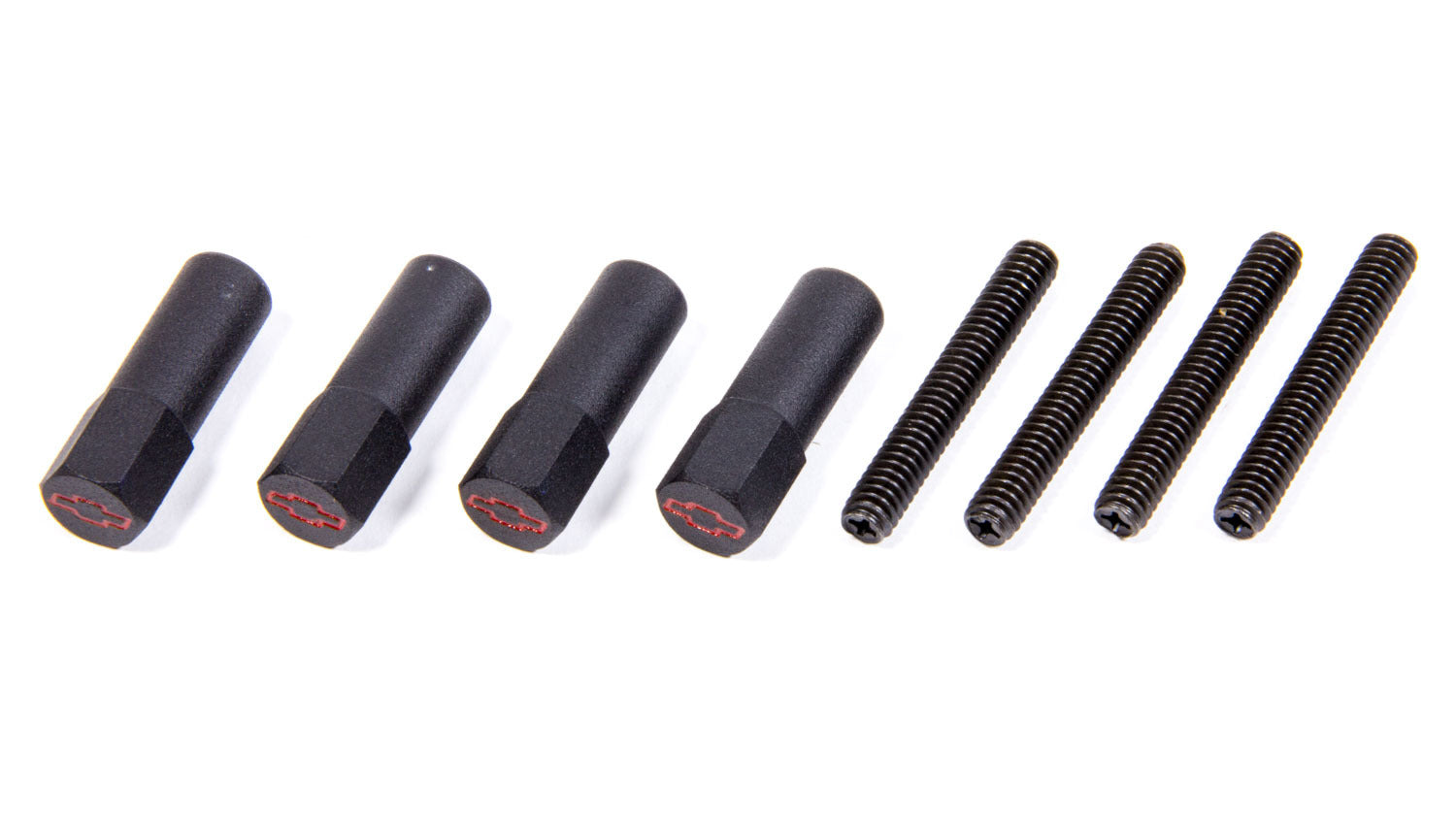 PROFORM 141-759 Valve Cover Fastener Mini Nuts with Chevy Bowtie Logo, Black Crinkle Steel, Set of 4