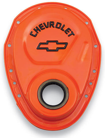 PROFORM 141-783 Timing Chain Cover for 1969-1991 GM Small Block Chevy, Orange Steel