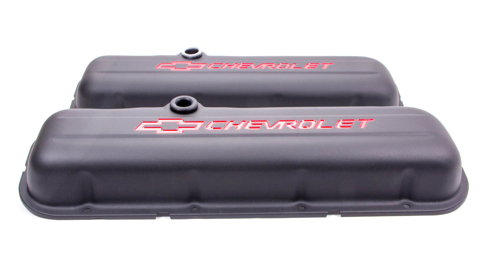 PROFORM 141-810 Short Baffled Valve Covers with Breather Hole for Big Block Chevy, Black Crinkle Steel, Pair