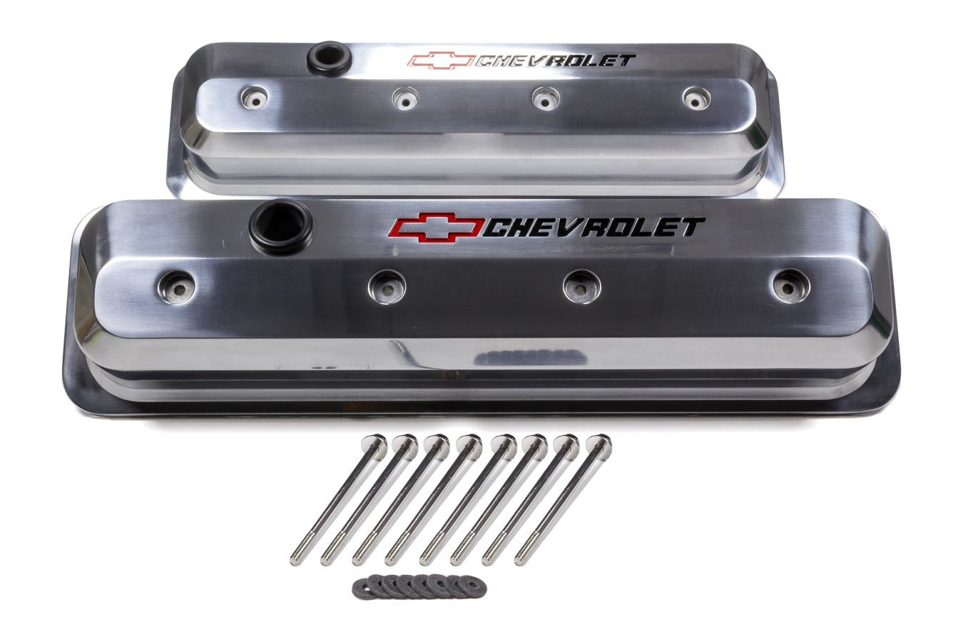 PROFORM 141-843 Slant-Edge Tall Baffled Valve Covers for Small Block Chevy, Polished Aluminum