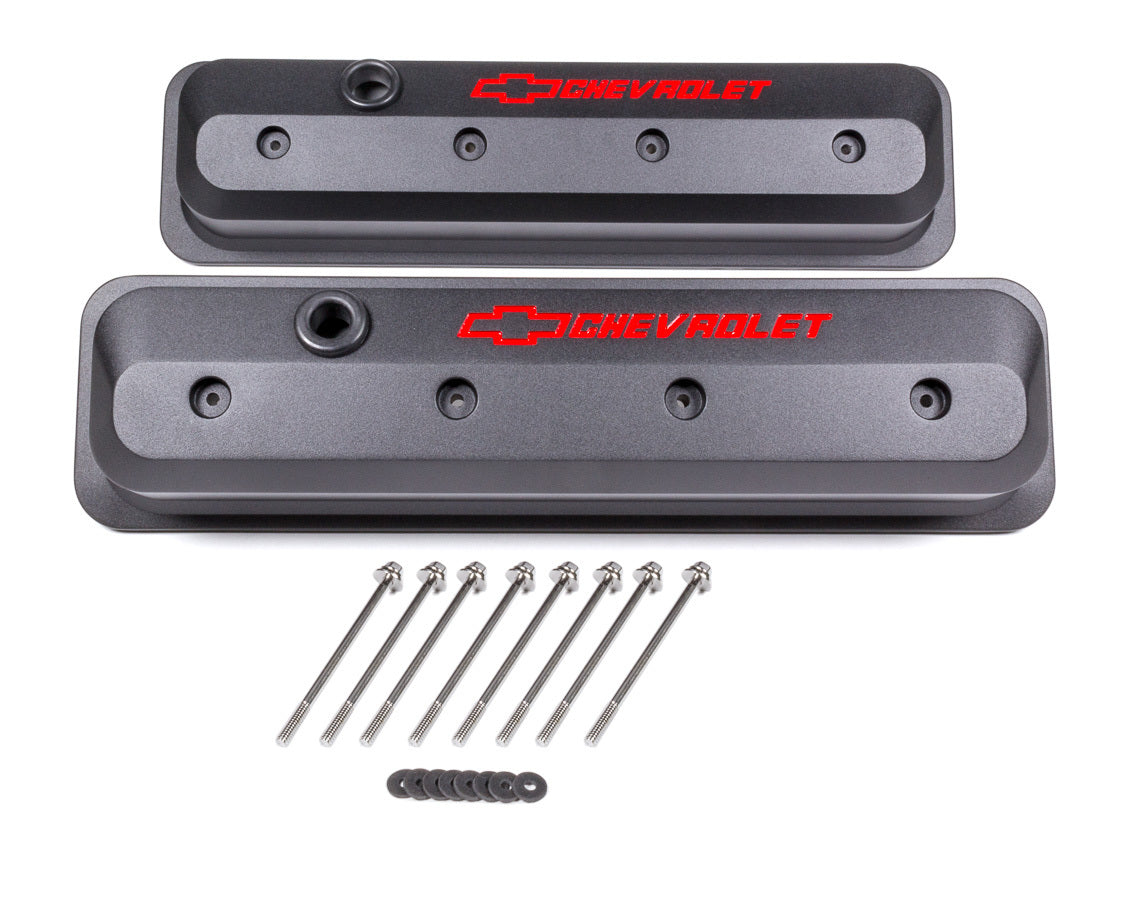 PROFORM 141-845 SBC Slant-Edge Tall Baffled Valve Covers with Breather Hole, Black Crinkle