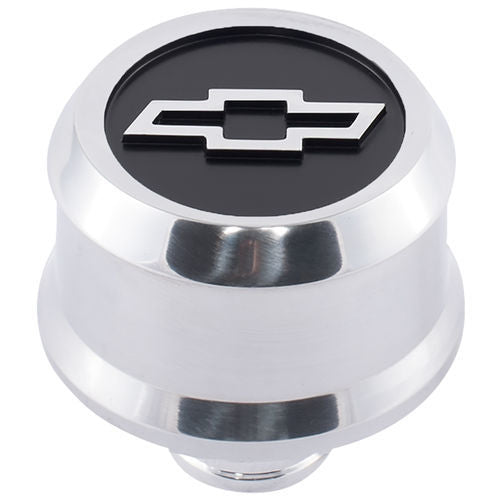 PROFORM 141-857 Bowtie Slant-Edge Push-In Breather Cap, Polished Aluminum, Black